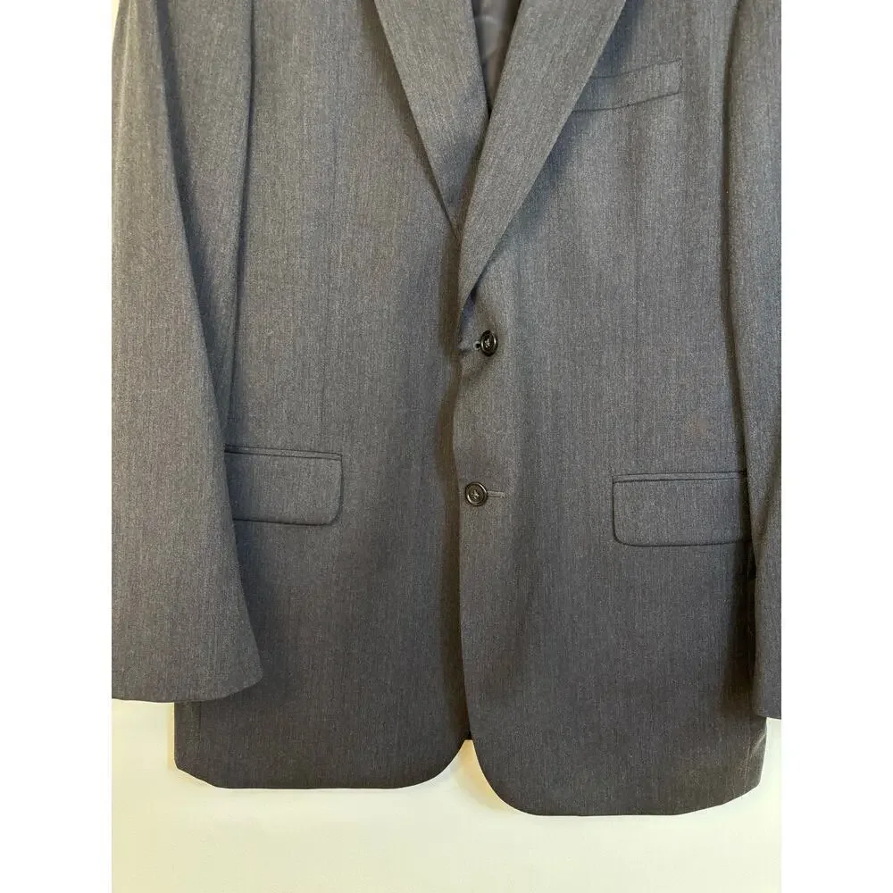 Jos A Bank Gordon 100% Wool Suit Set Coat 43L Slacks 37L Charcoal Formal